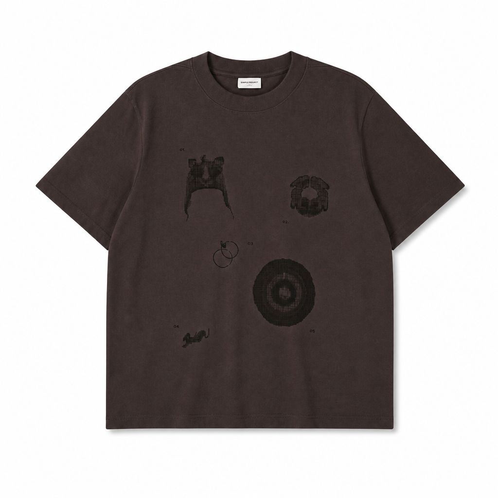 Mingstreet ASC launch still-life | SIMPLE PROJECT | Cotton Blend Graphic Print T Shirt | Brown | generated_extra_ready_product_colorway