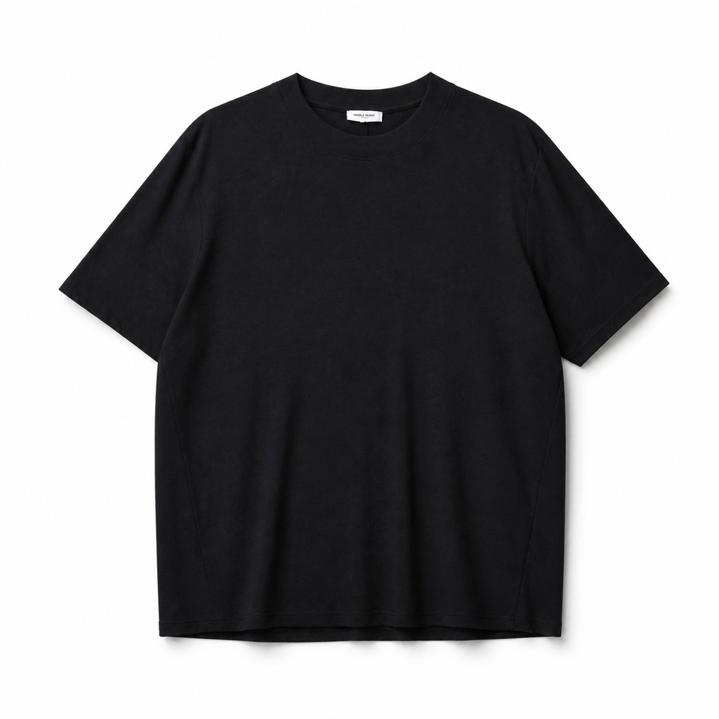Mingstreet ASC launch still-life | SIMPLE PROJECT | Wool Blend Crewneck T Shirt | Black | generated_extra_ready_product_colorway