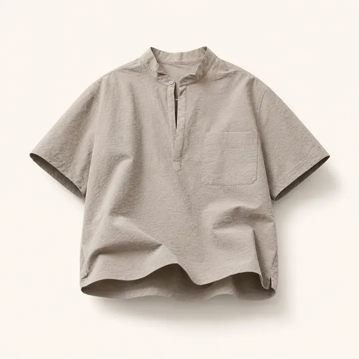 Mingstreet ASC launch still-life | SIMPLE PROJECT | Nylon Half Placket Short Sleeve Shirt | Gray | ready_now_existing_asset
