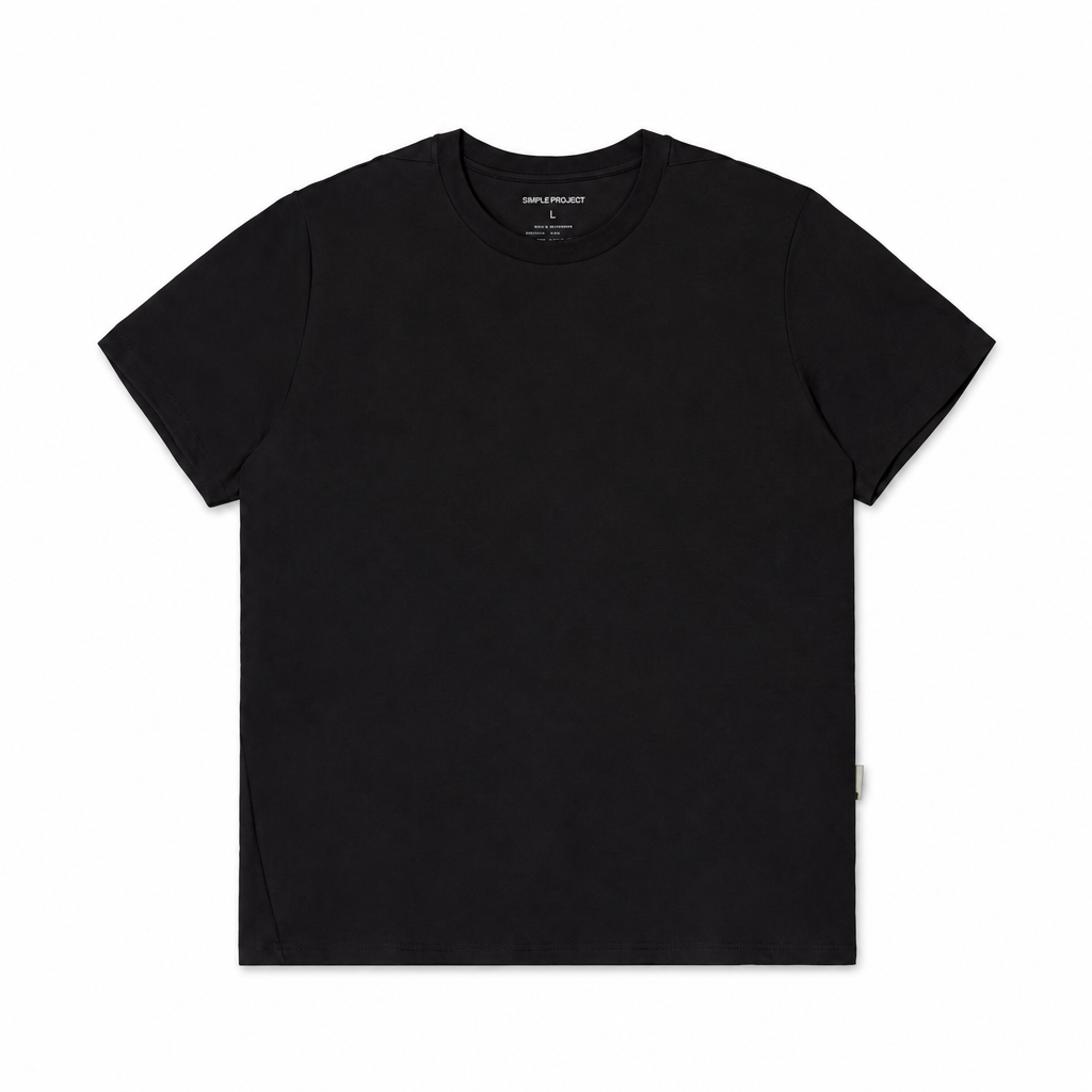Mingstreet ASC launch still-life | SIMPLE PROJECT | Misaligned Seam Crewneck T Shirt | Black | generated_extra_ready_product_colorway
