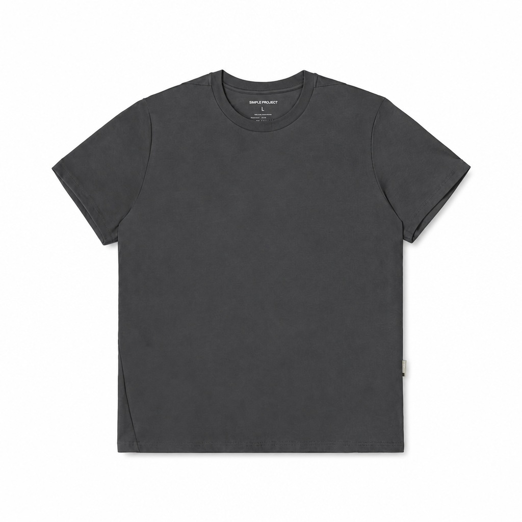 Mingstreet ASC launch still-life | SIMPLE PROJECT | Misaligned Seam Crewneck T Shirt | Gray | generated_extra_ready_product_colorway