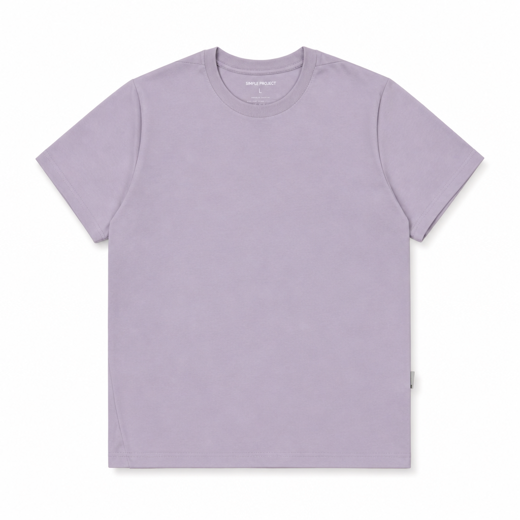 Mingstreet ASC launch still-life | SIMPLE PROJECT | Misaligned Seam Crewneck T Shirt | Lavender | generated_extra_ready_product_colorway