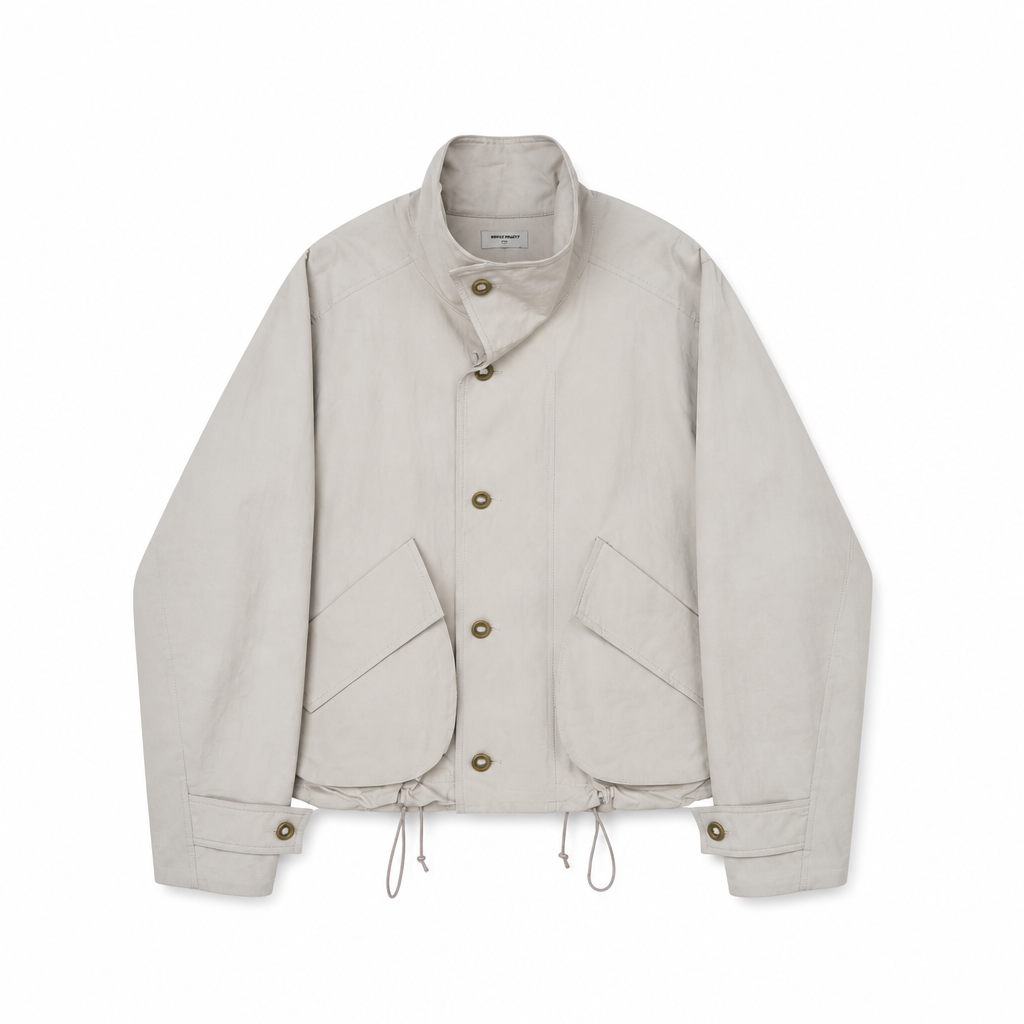 Mingstreet ASC launch still-life | SIMPLE PROJECT | Cotton Nylon High Neck Jacket | Gray | generated_extra_ready_product_colorway