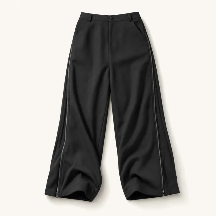 Mingstreet ASC launch still-life | BLINDNOPLAN | Side Zip Adjustable Wide Leg Trousers | Black | ready_now_existing_asset