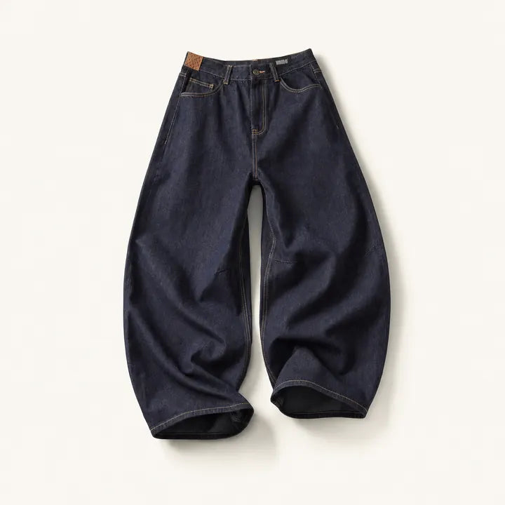 Mingstreet ASC launch still-life | BLINDNOPLAN | Curved Wide Leg Raw Denim Jeans | Denim | ready_now_existing_asset