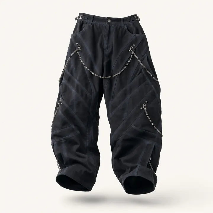 Mingstreet ASC launch still-life | BLINDNOPLAN | Chain Decorated Washed Cargo Pants | Black | ready_now_existing_asset