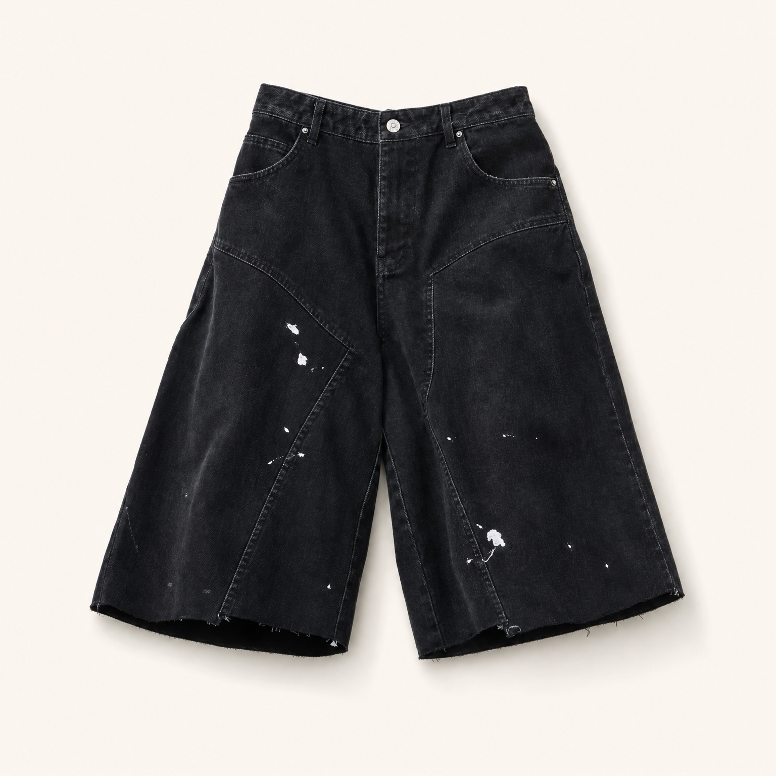 Mingstreet ASC launch still-life | BLINDNOPLAN | Ink Splatter Denim Carpenter Shorts | Black | ready_now_existing_asset