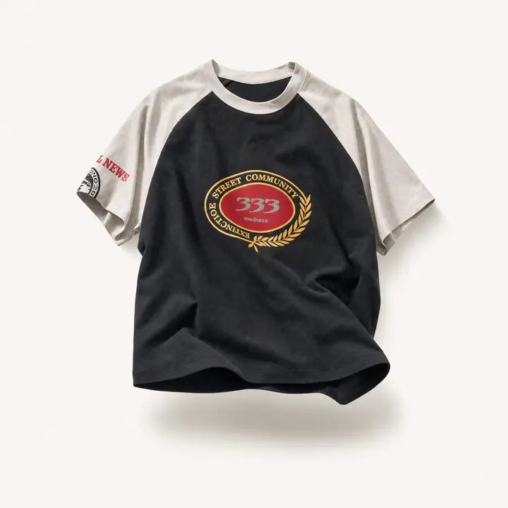 Mingstreet ASC launch still-life | BLINDNOPLAN | Color Block Raglan Graphic T Shirt | Black | ready_now_existing_asset