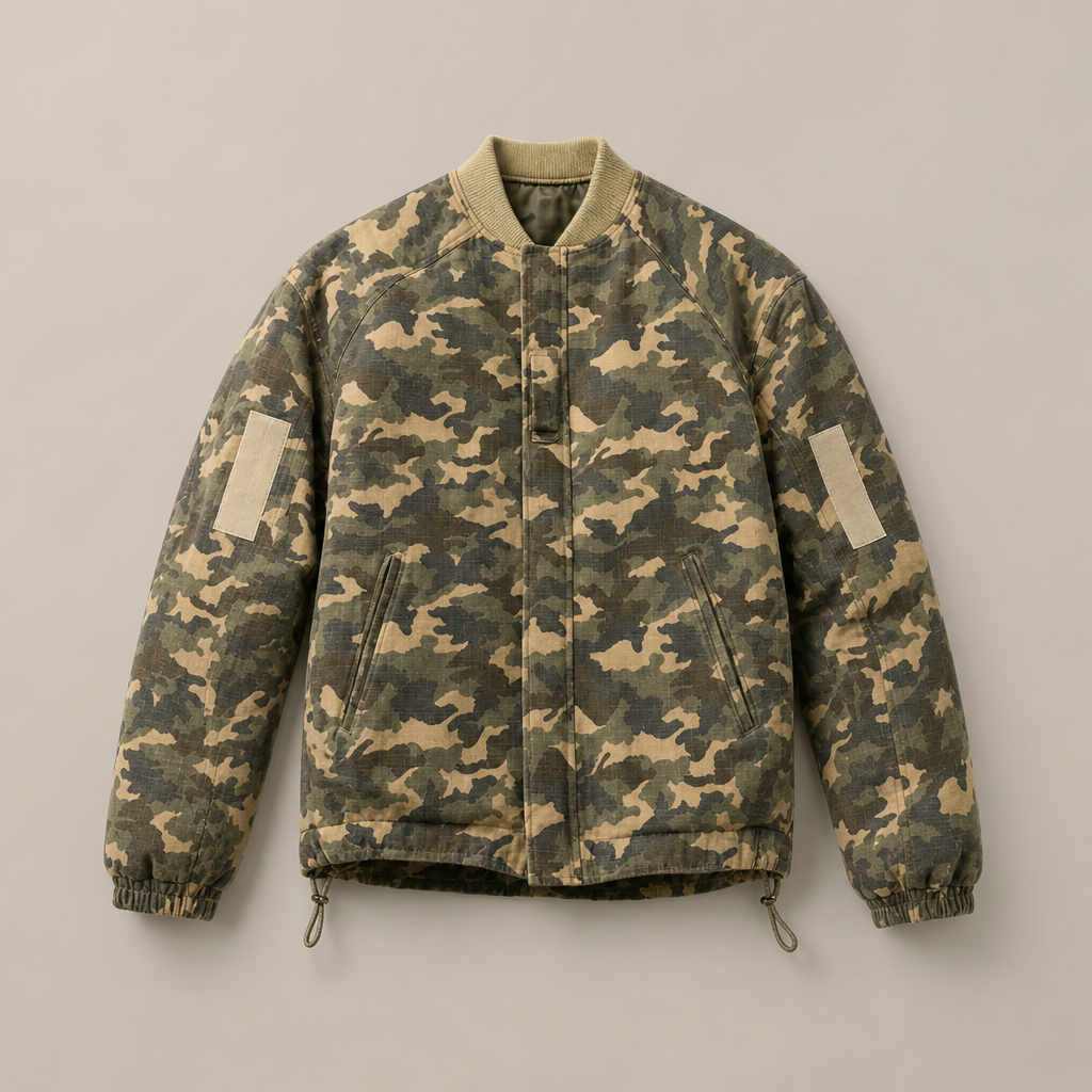 Mingstreet ASC launch still-life | BLINDNOPLAN | Heavyweight Cotton Camouflage Bomber | Beige | ready_now_uncrumpled_replacement
