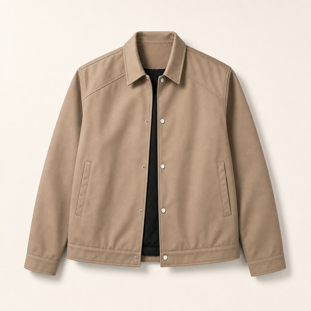 Mingstreet ASC launch still-life | MEDM | Collared Snap Front Jacket | Brown | ready_now_uncrumpled_replacement