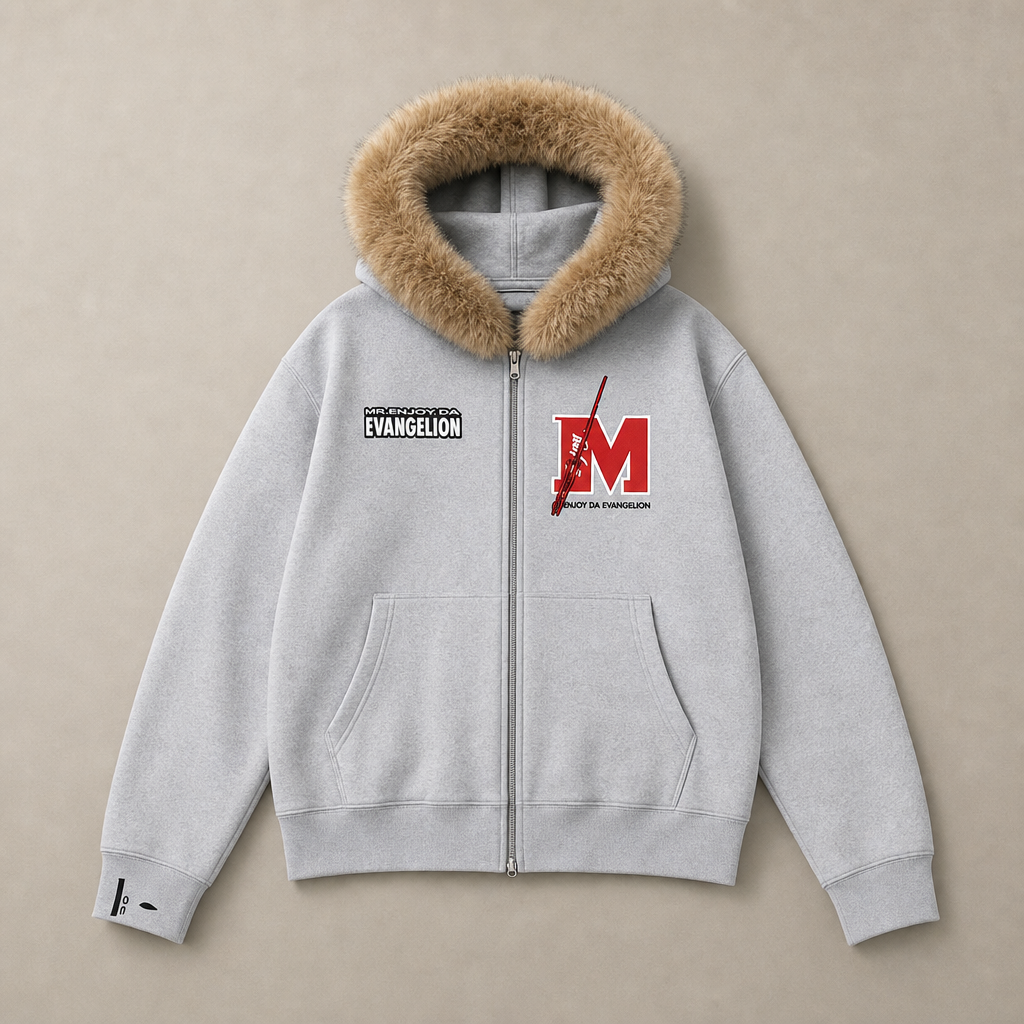 Mingstreet ASC launch still-life | MEDM | Faux Fur Trimmed Graphic Zip Hoodie | Gray | ready_now_uncrumpled_replacement