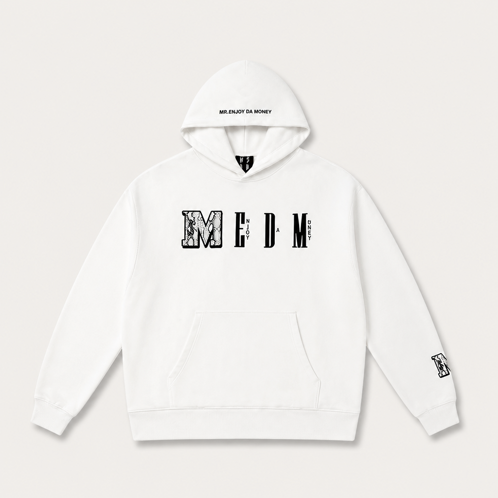 Mingstreet ASC launch still-life | MEDM | Animal Print Logo Pullover Hoodie | White | generated_extra_ready_product_colorway