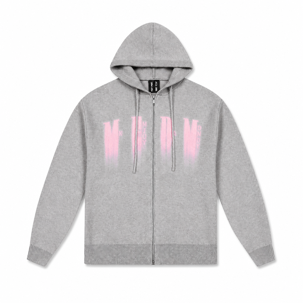 Mingstreet ASC launch still-life | MEDM | Zip Up Hooded Knit Cardigan | Gray | generated_extra_ready_product_colorway