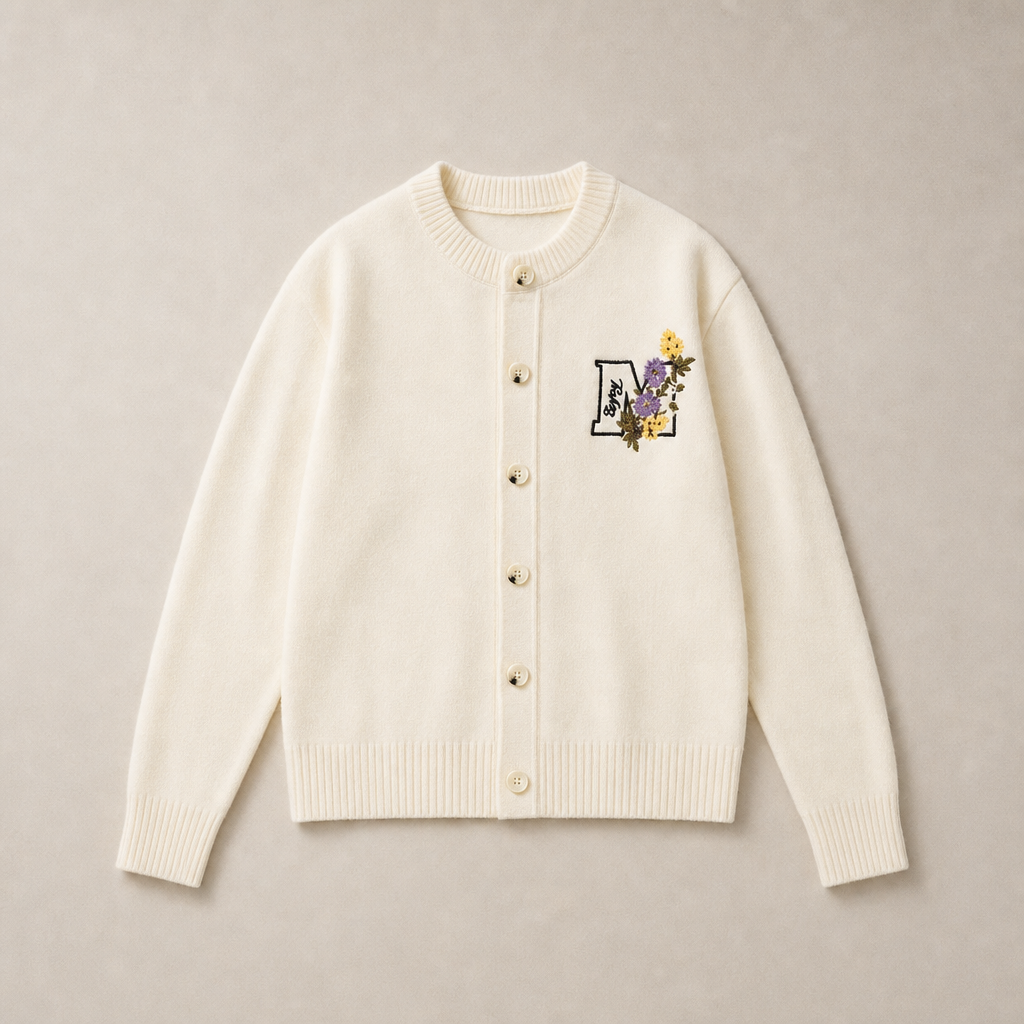 Mingstreet ASC launch still-life | MEDM | Floral Embroidered Knit Cardigan | Cream | ready_now_uncrumpled_replacement