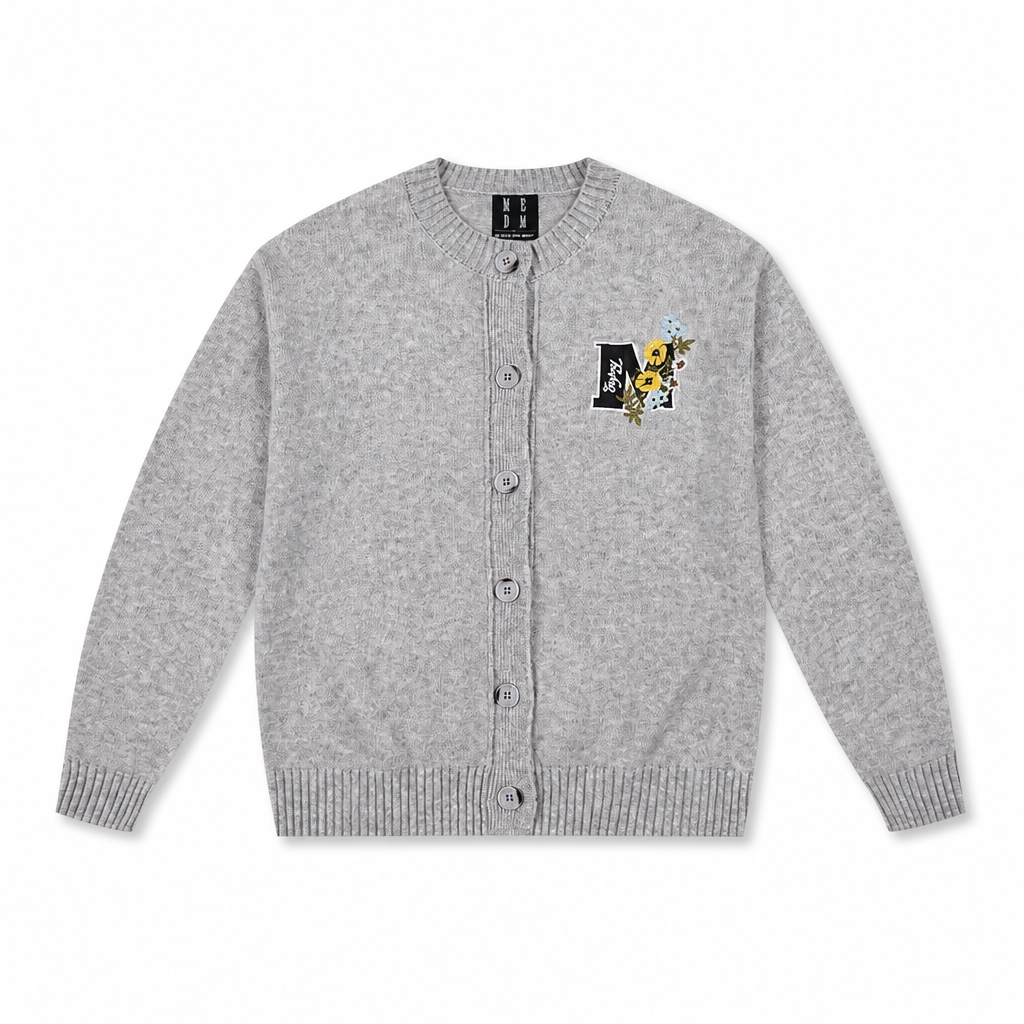 Mingstreet ASC launch still-life | MEDM | Floral Embroidered Knit Cardigan | Gray | generated_extra_ready_product_colorway