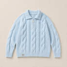Mingstreet ASC launch still-life | MEDM | Cable Knit Quarter Zip Sweater | Sky Blue | ready_now_uncrumpled_replacement
