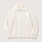 Mingstreet ASC launch still-life | MEDM | Cable Knit Quarter Zip Sweater | White | generated_extra_ready_product_colorway