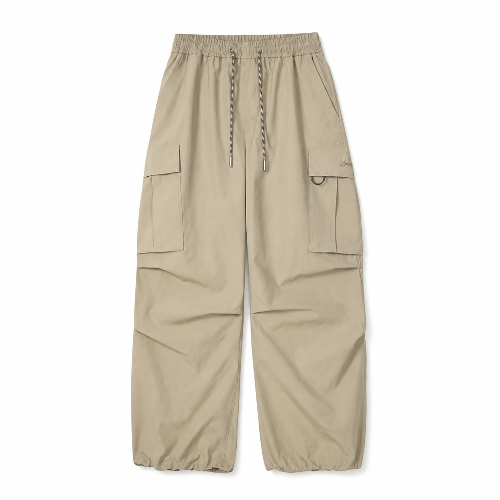 Mingstreet ASC launch still-life | MEDM | Multi Pocket Parachute Cargo Pants | Beige | generated_extra_ready_product_colorway
