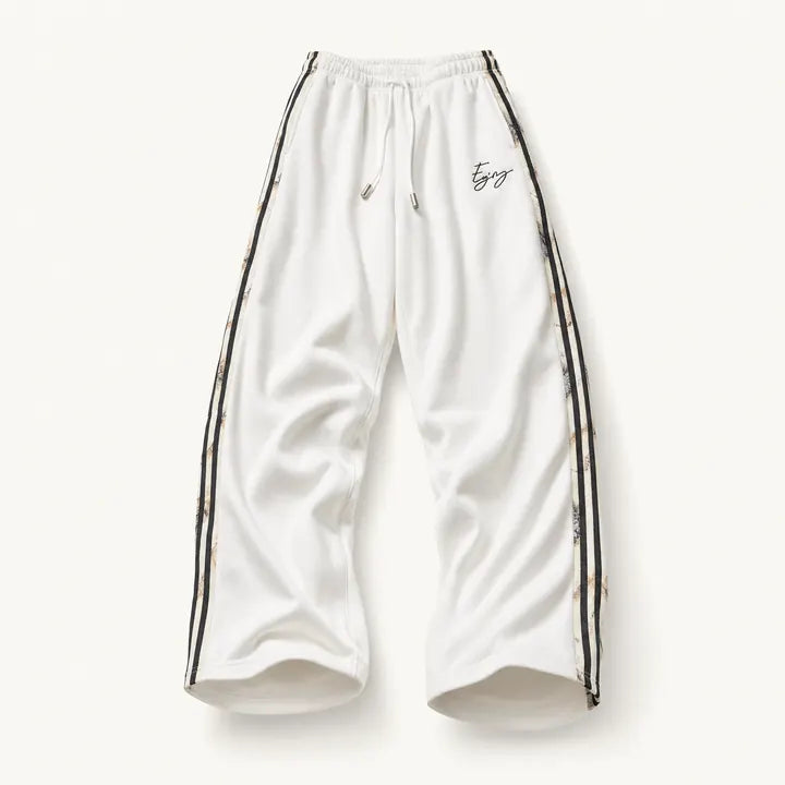 Mingstreet ASC launch still-life | MEDM | Lace Paneled Striped Track Pants | White | ready_now_existing_asset