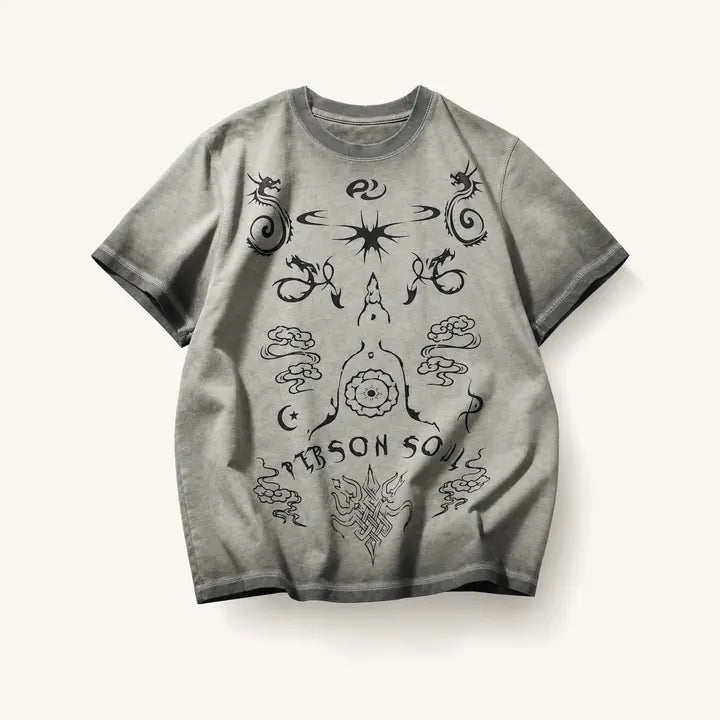 Mingstreet ASC launch still-life | PERSONSOUL | Distressed Totem Print T Shirt | Mint | ready_now_existing_asset