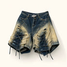 Mingstreet ASC launch still-life | PERSONSOUL | Distressed Lace Up Denim Shorts | Blue | ready_now_existing_asset