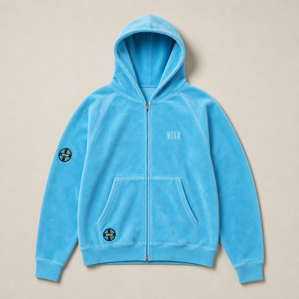 Mingstreet ASC launch still-life | MEDM | Polar Fleece Zip Up Hoodie | Sky Blue | ready_now_uncrumpled_replacement