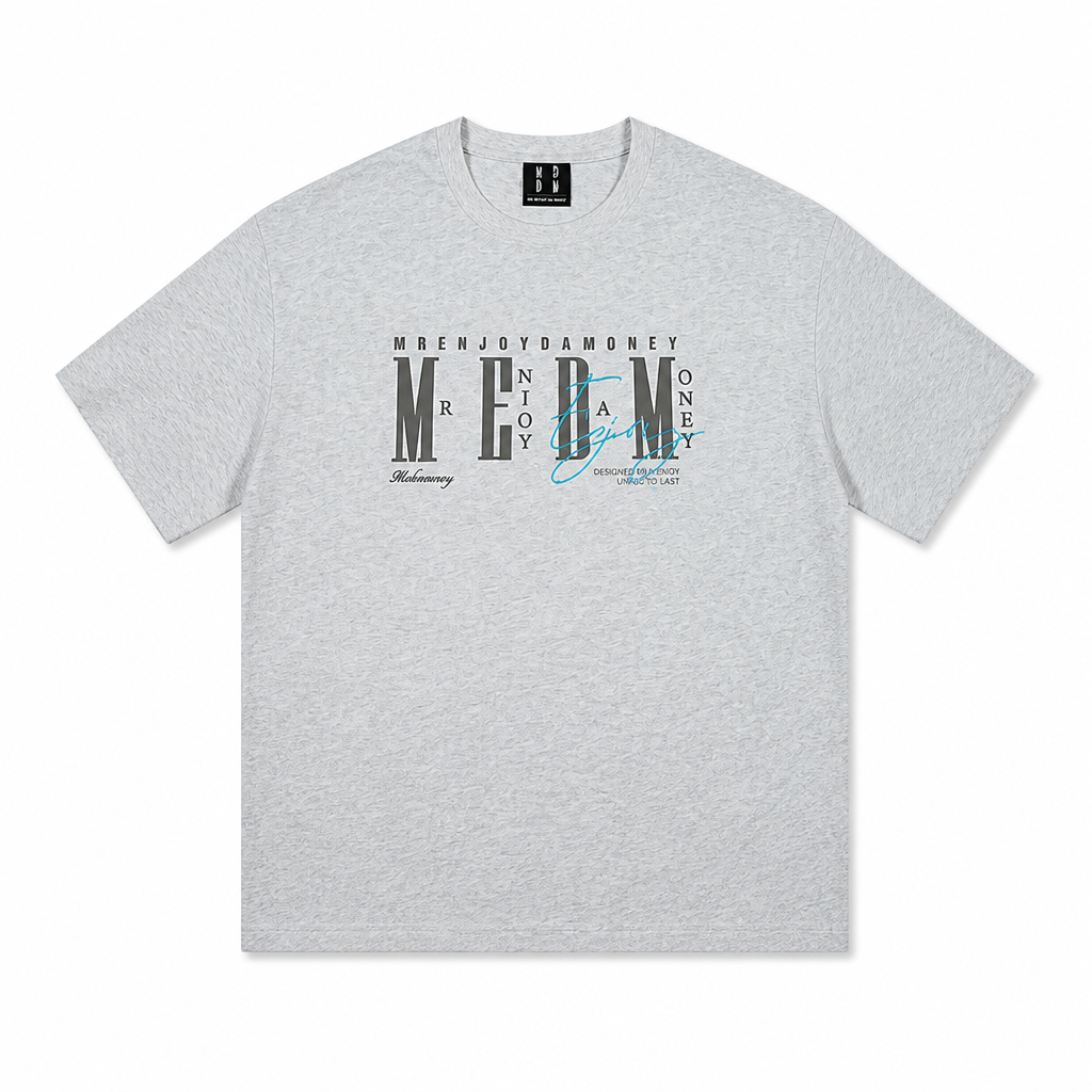 Mingstreet ASC launch still-life | MEDM | Vintage Logo Typography Cotton T Shirt | Gray | generated_extra_ready_product_colorway