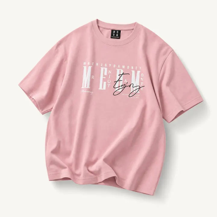 Mingstreet ASC launch still-life | MEDM | Vintage Logo Typography Cotton T Shirt | Pink | ready_now_existing_asset