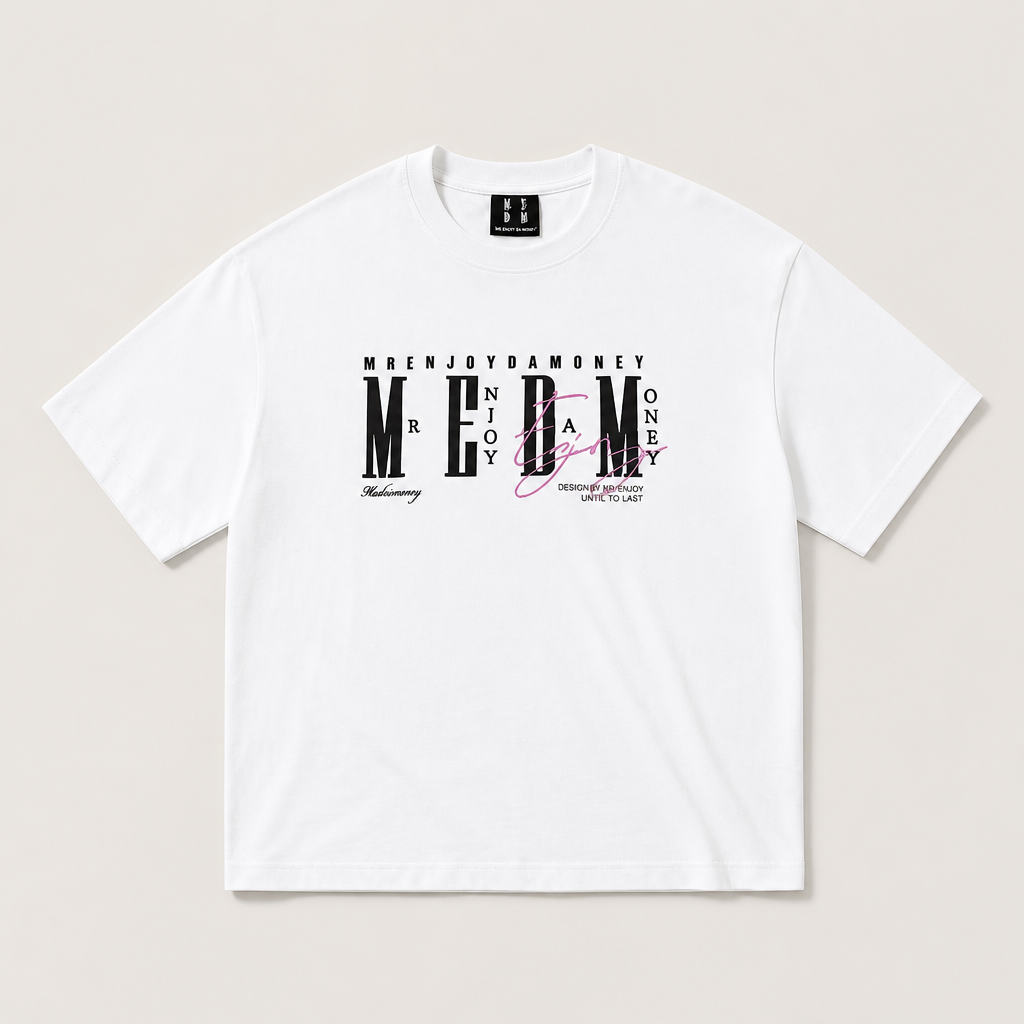 Mingstreet ASC launch still-life | MEDM | Vintage Logo Typography Cotton T Shirt | White | generated_extra_ready_product_colorway