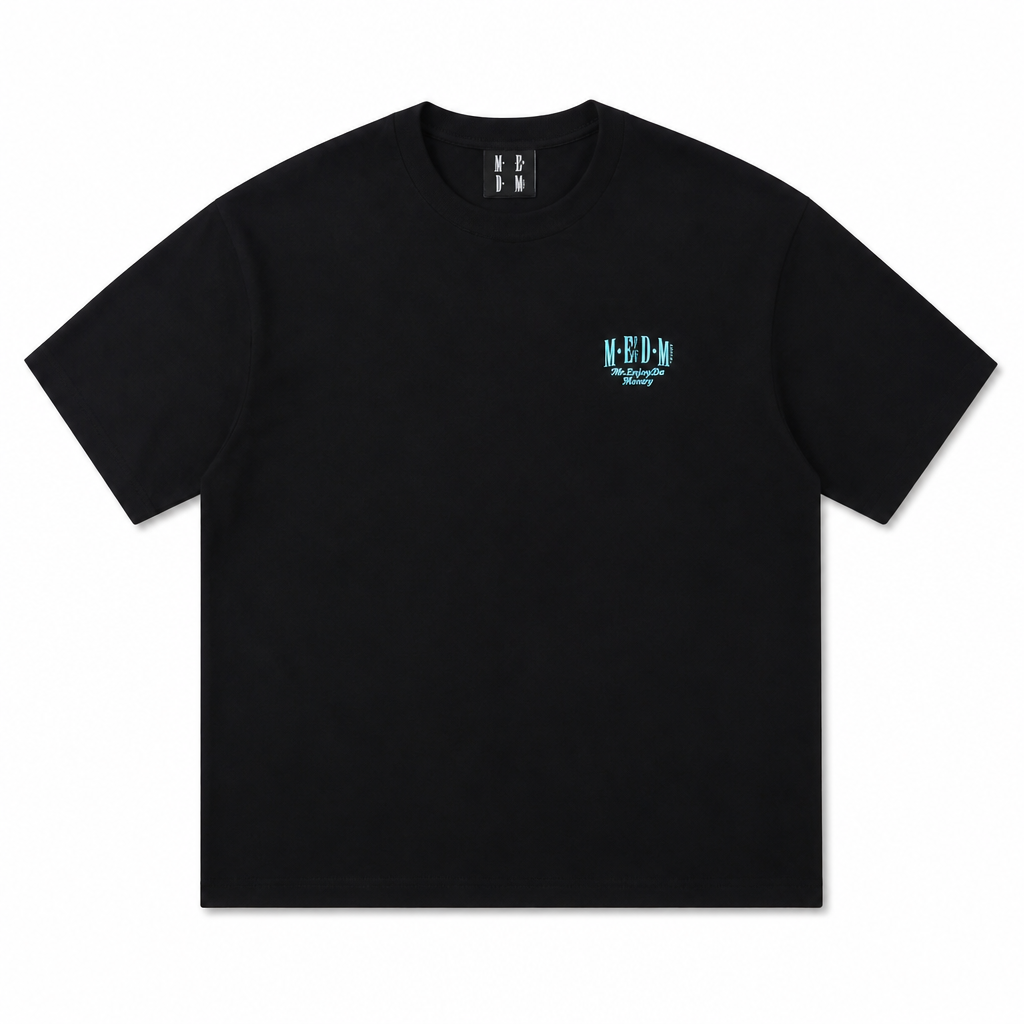Mingstreet ASC launch still-life | MEDM | Letter Embroidery Cotton T Shirt | Black | generated_extra_ready_product_colorway