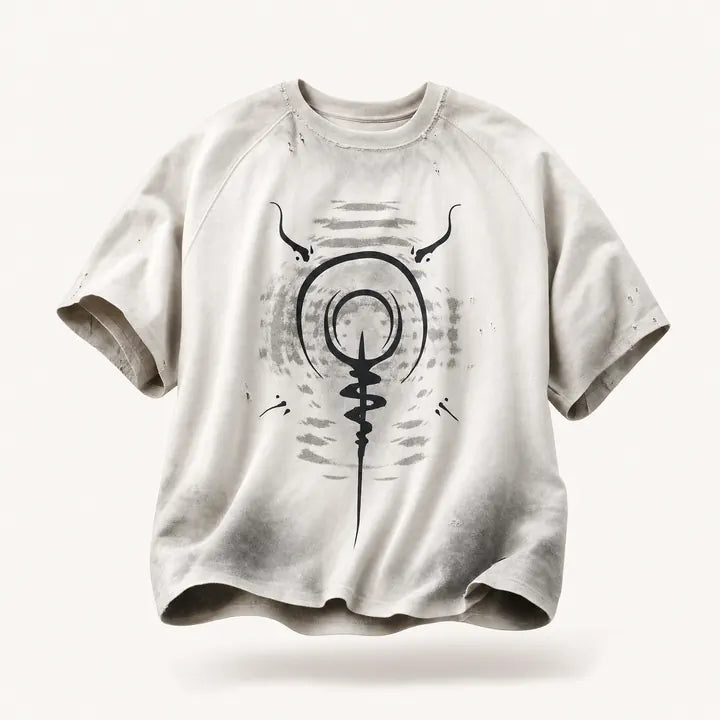 Mingstreet ASC launch still-life | PERSONSOUL | Distressed Raglan Graphic T Shirt | White | ready_now_existing_asset