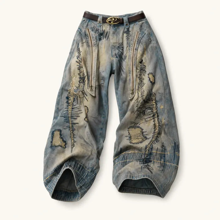 Mingstreet ASC launch still-life | PERSONSOUL | Stained Wash Embroidered Curved Jeans | Denim | ready_now_existing_asset