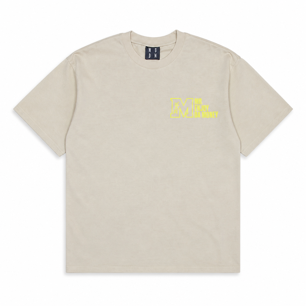 Mingstreet ASC launch still-life | MEDM | Half Sleeve Cotton Logo T Shirt | Beige | generated_extra_ready_product_colorway