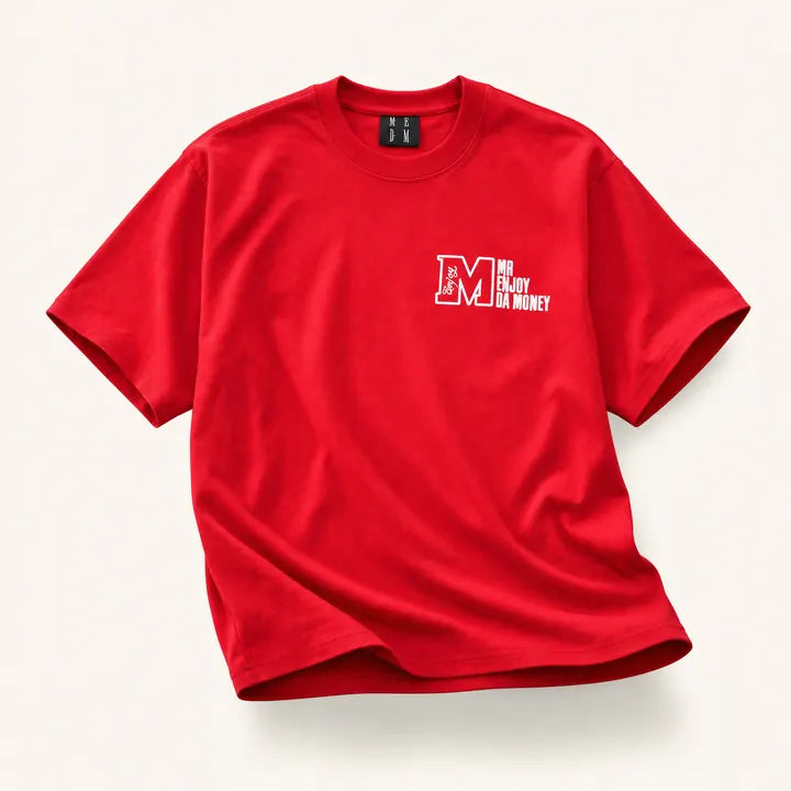 Mingstreet ASC launch still-life | MEDM | Half Sleeve Cotton Logo T Shirt | Red | ready_now_existing_asset