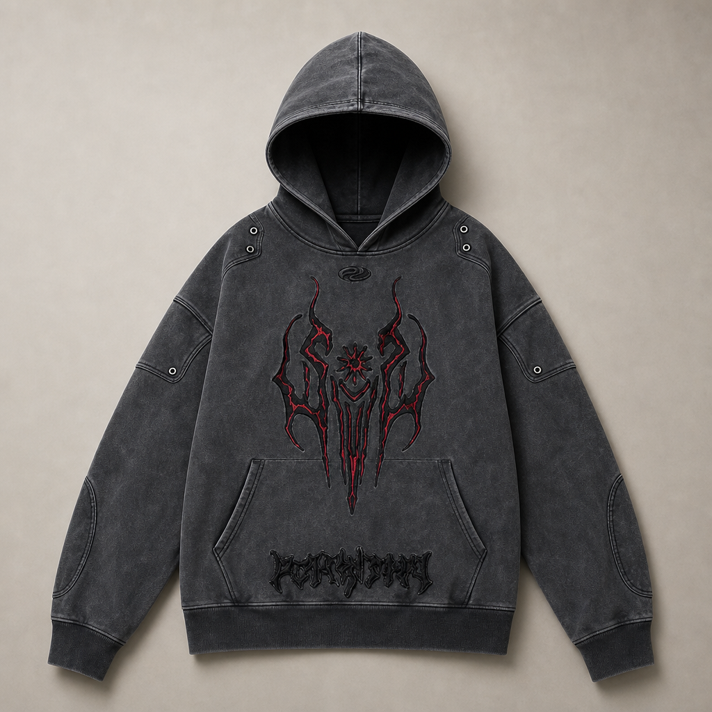 Mingstreet ASC launch still-life | PERSONSOUL | 3D Embroidered Distressed Hoodie | Gray | ready_now_uncrumpled_replacement