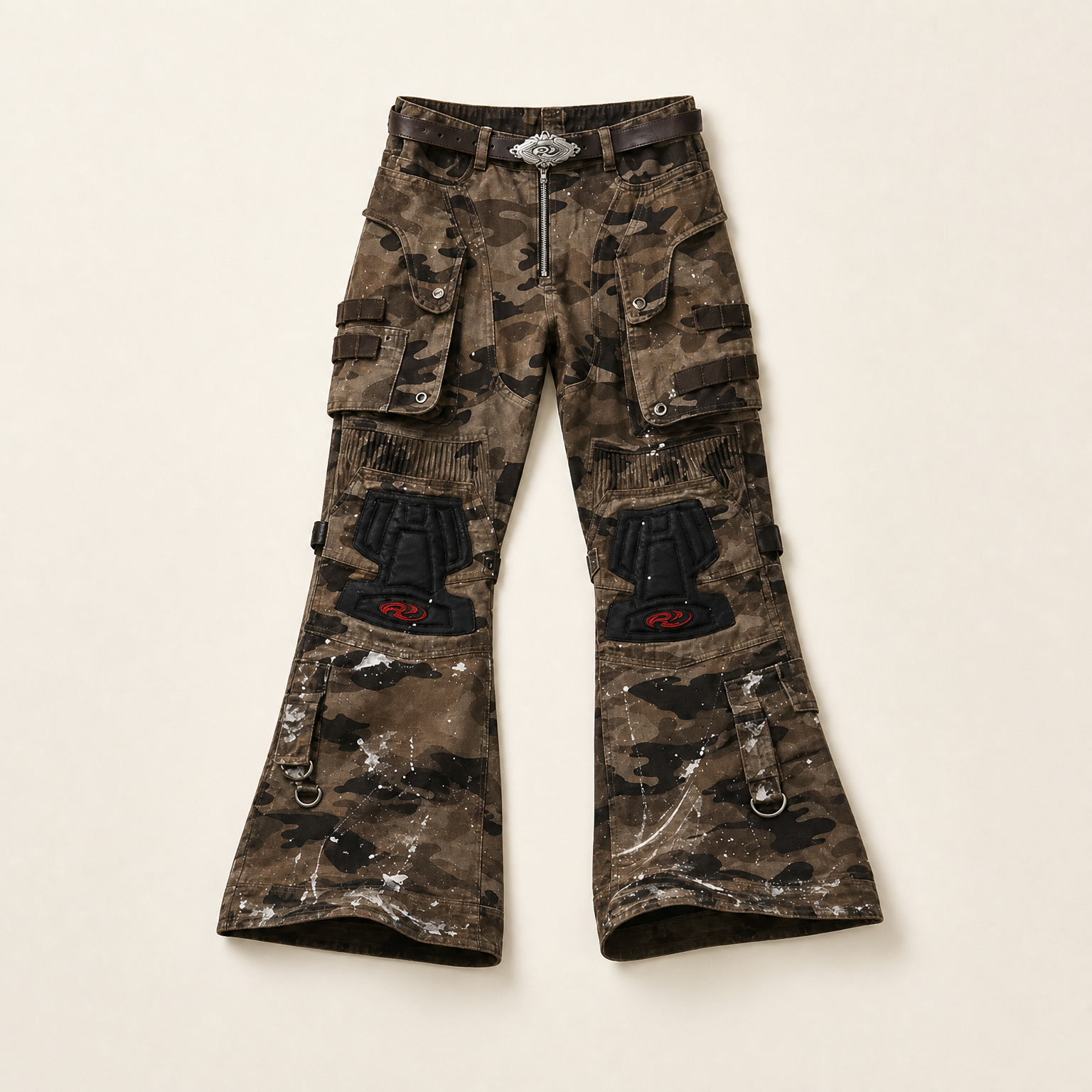 Mingstreet ASC launch still-life | PERSONSOUL | Camouflage Bootcut Cargo Pants | Brown | ready_now_existing_asset