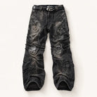 Mingstreet ASC launch still-life | PERSONSOUL | Distressed Snake Wash Panelled Jeans | Black | ready_now_existing_asset