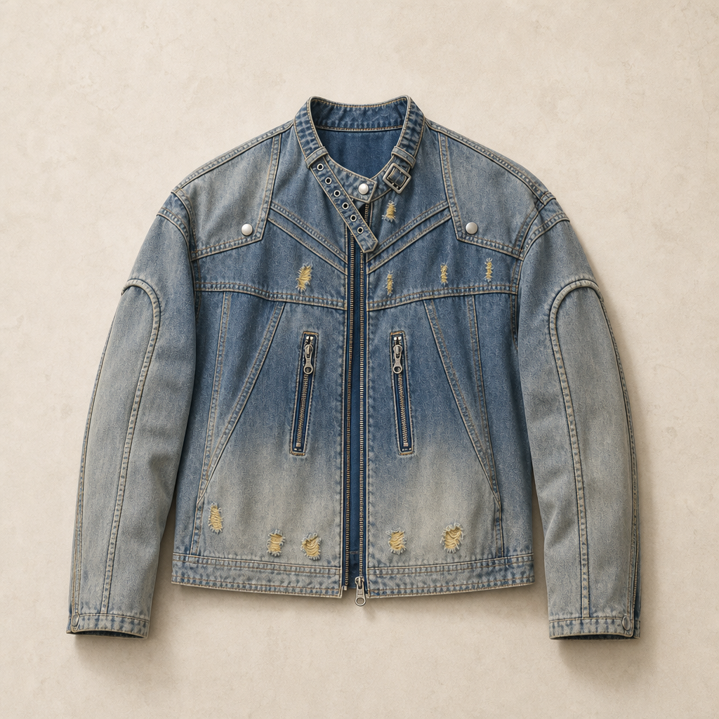 Mingstreet ASC launch still-life | PERSONSOUL | Gradient Distressed Denim Jacket | Denim | ready_now_uncrumpled_replacement