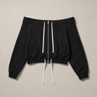 Mingstreet ASC launch still-life | RARELY ALIKE | Off Shoulder Zip Up Sweatshirt | Black | generated_missing_still_life_expansion