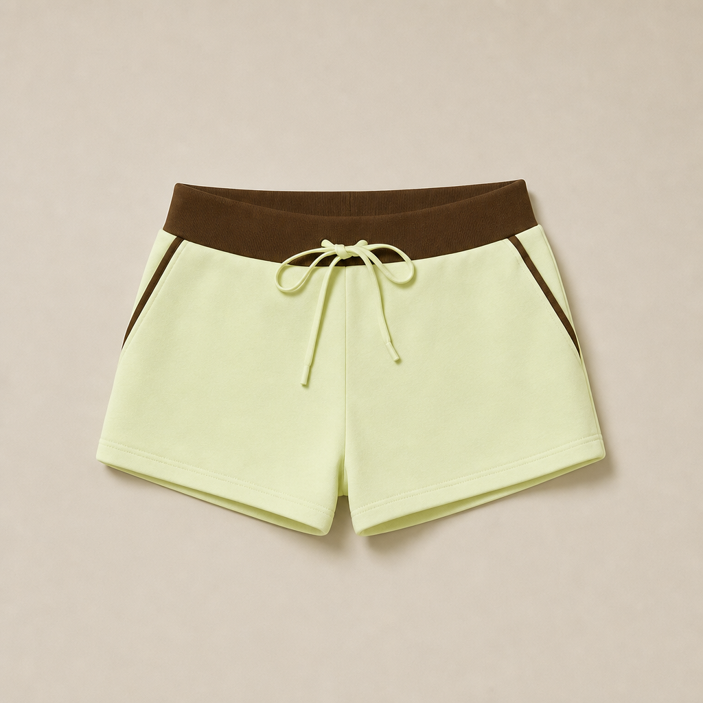 Mingstreet ASC launch still-life | RARELY ALIKE | Color Block Cotton Blend Sweatshorts | Yellow | generated_missing_still_life_expansion