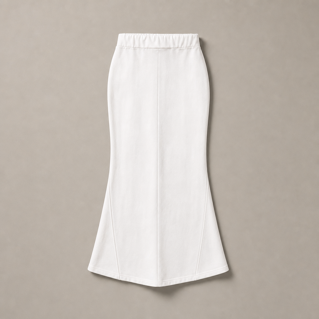 Mingstreet ASC launch still-life | RARELY ALIKE | Cotton Hoodie Fishtail Skirt Set | White | generated_missing_still_life_expansion
