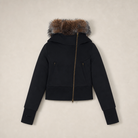 Mingstreet ASC launch still-life | RARELY ALIKE | Asymmetrical Faux Fur Trim Padded Jacket | Black | generated_missing_still_life_expansion
