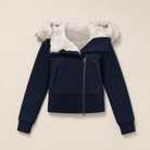 Mingstreet ASC launch still-life | RARELY ALIKE | Asymmetrical Faux Fur Trim Padded Jacket | Navy Blue | generated_missing_still_life_expansion