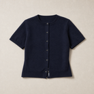 Mingstreet ASC launch still-life | RARELY ALIKE | Pure Wool Short Sleeve Cardigan | Navy Blue | generated_missing_still_life_expansion