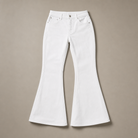 Mingstreet ASC launch still-life | RARELY ALIKE | Curved Seam Denim Flare Jeans | White | generated_missing_still_life_expansion