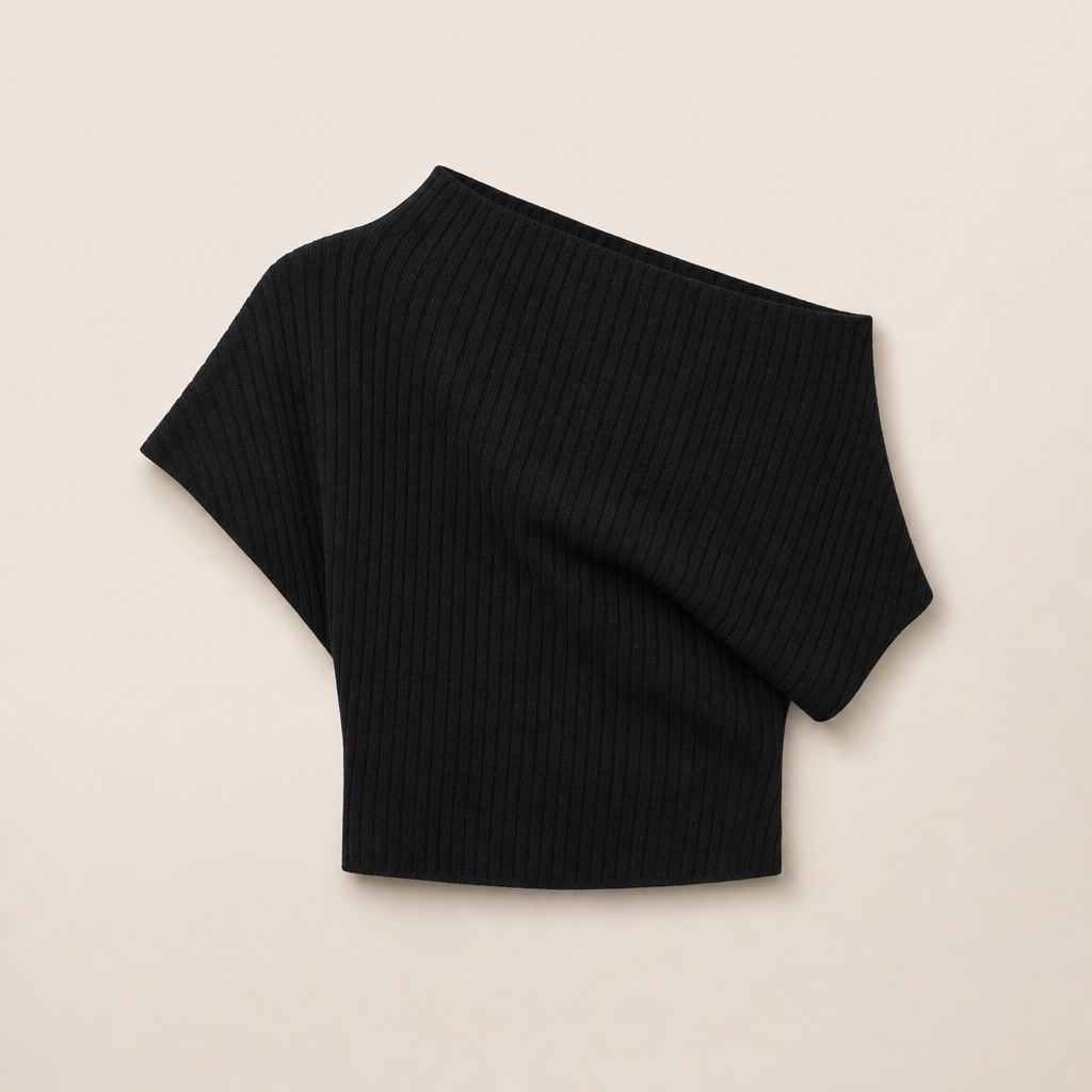 Mingstreet ASC launch still-life | RARELY ALIKE | Multi Way Wool Blend Knit Top | Black | generated_missing_still_life_expansion