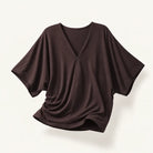 Mingstreet ASC launch still-life | RARELY ALIKE | Lyocell V Neck Batwing Sleeve Top | Brown | ready_now_existing_asset