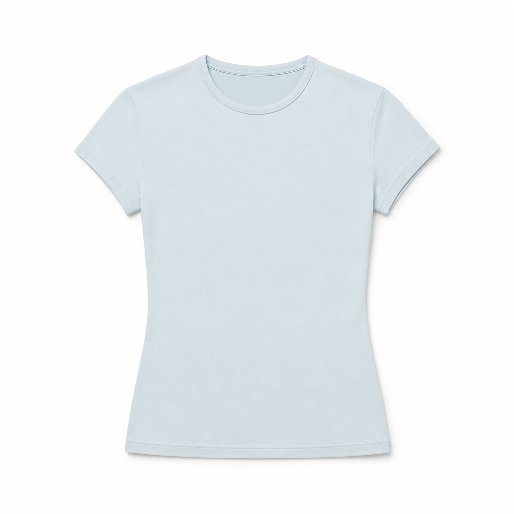 Mingstreet ASC launch still-life | RARELY ALIKE | Hourglass Cotton Crew Neck T Shirt | Sky Blue | generated_extra_ready_product_colorway