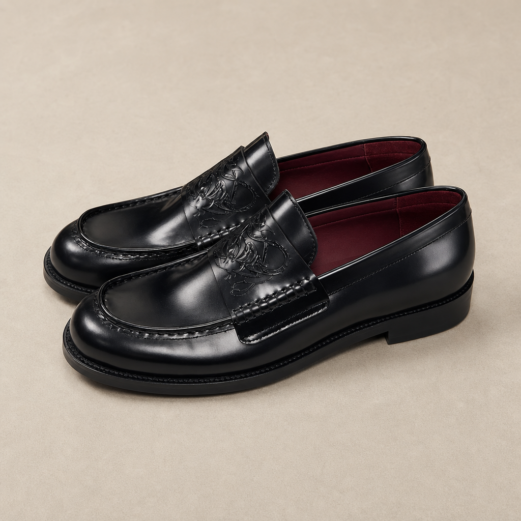 Mingstreet ASC launch still-life | JCAESAR STUDIO | Matte Cowhide Leather Loafers | Black | generated_missing_still_life_expansion