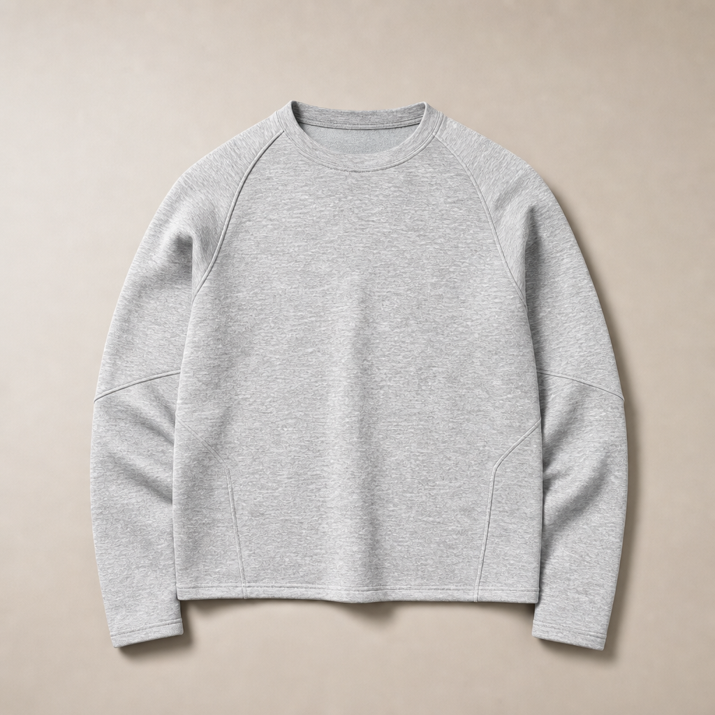 Mingstreet ASC launch still-life | JCAESAR STUDIO | Structural Seam Viscose Sweatshirt | Light Gray | generated_missing_still_life_expansion